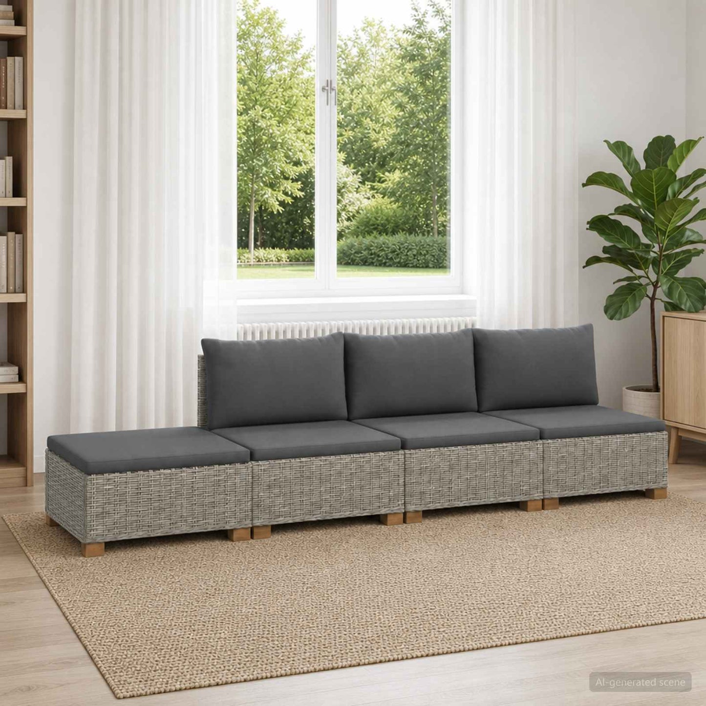 4 db Rattan Kerti Bútor Készlet Párnákkal GENDT Kubu Szürke