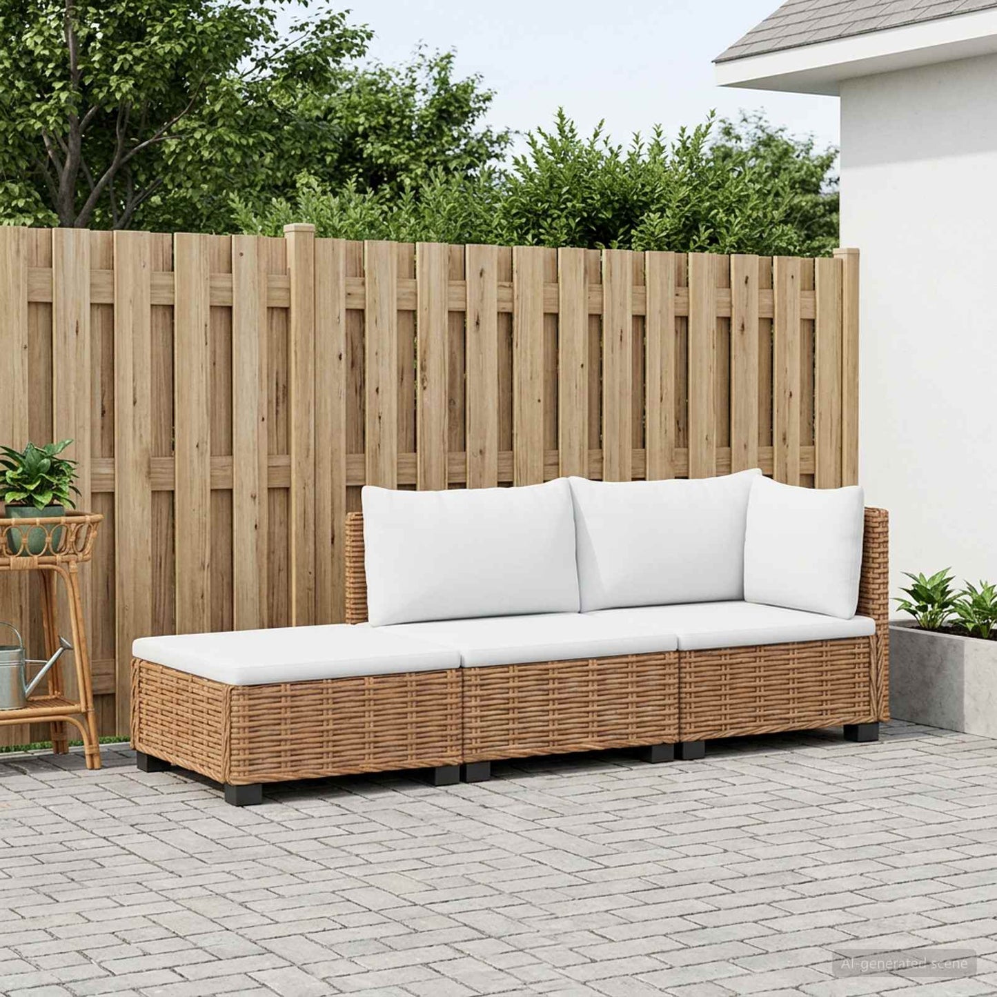 3 db Rattan társalgó szett párnákkal GENDT Természetes Rátta