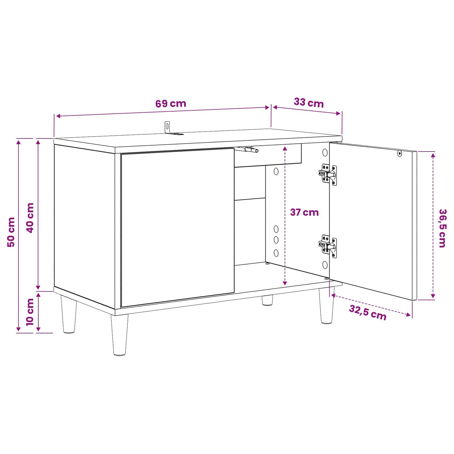 TV szekrény DOKKUM 69 x 33 x 50 cm Sonoma Szerelt Fa