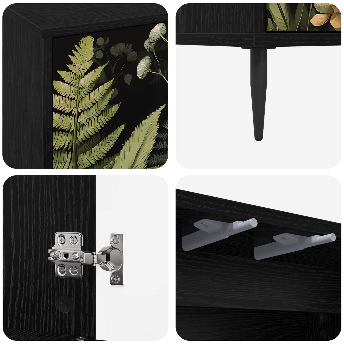 TV szekrény RHENEN 69 x 33 x 50,5 cm Fekete Tölgy Szerelt Fa