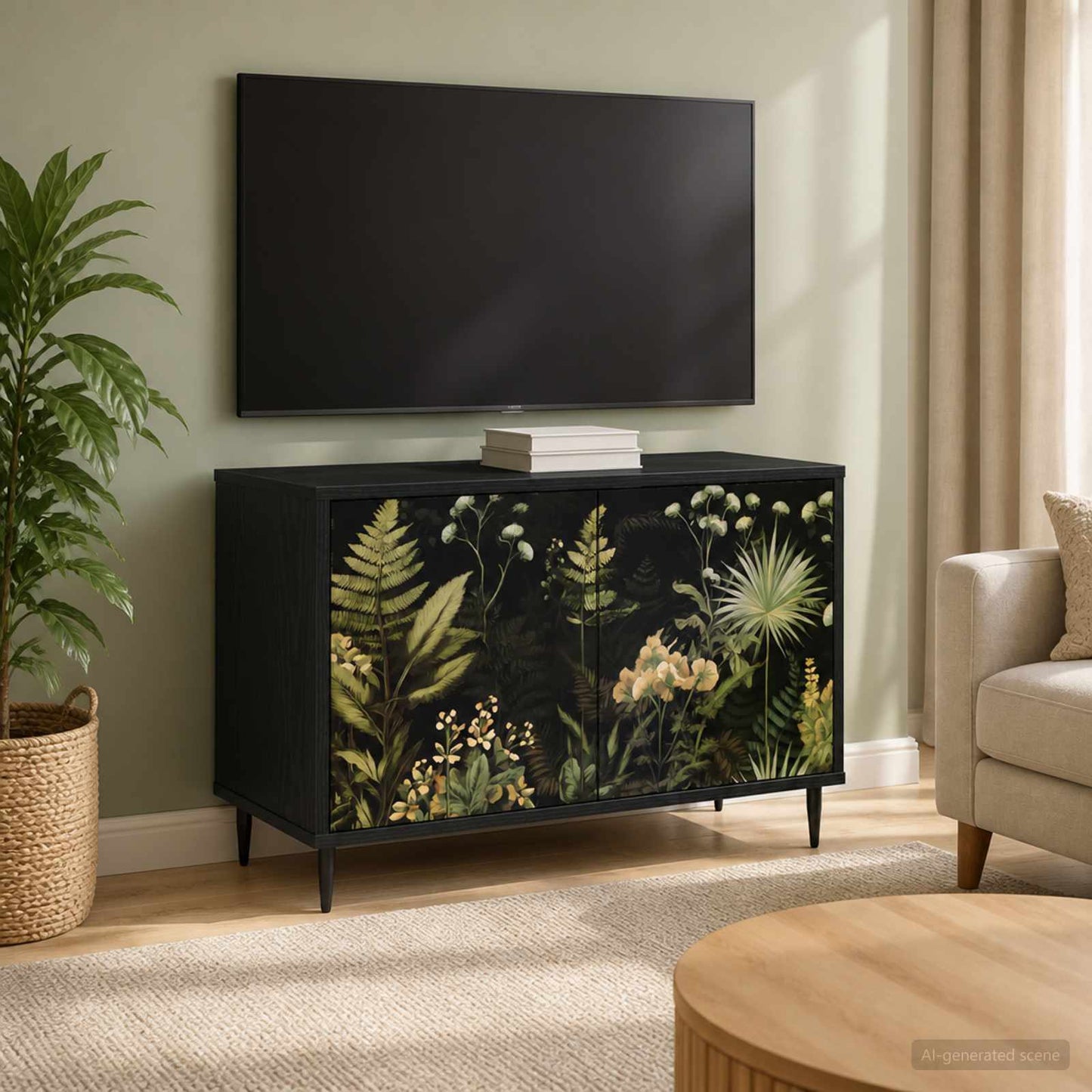 TV szekrény RHENEN 69 x 33 x 50,5 cm Fekete Tölgy Szerelt Fa