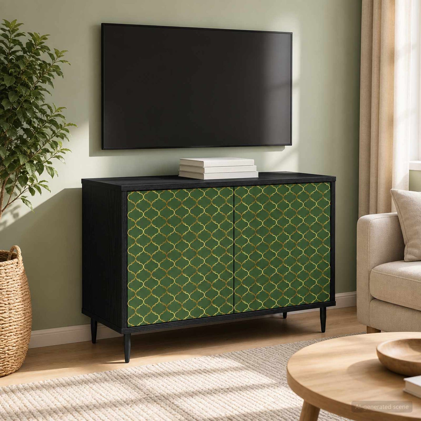 TV szekrény GELEEN 69 x 33 x 50,5 cm Fekete Tölgy Szerelt Fa