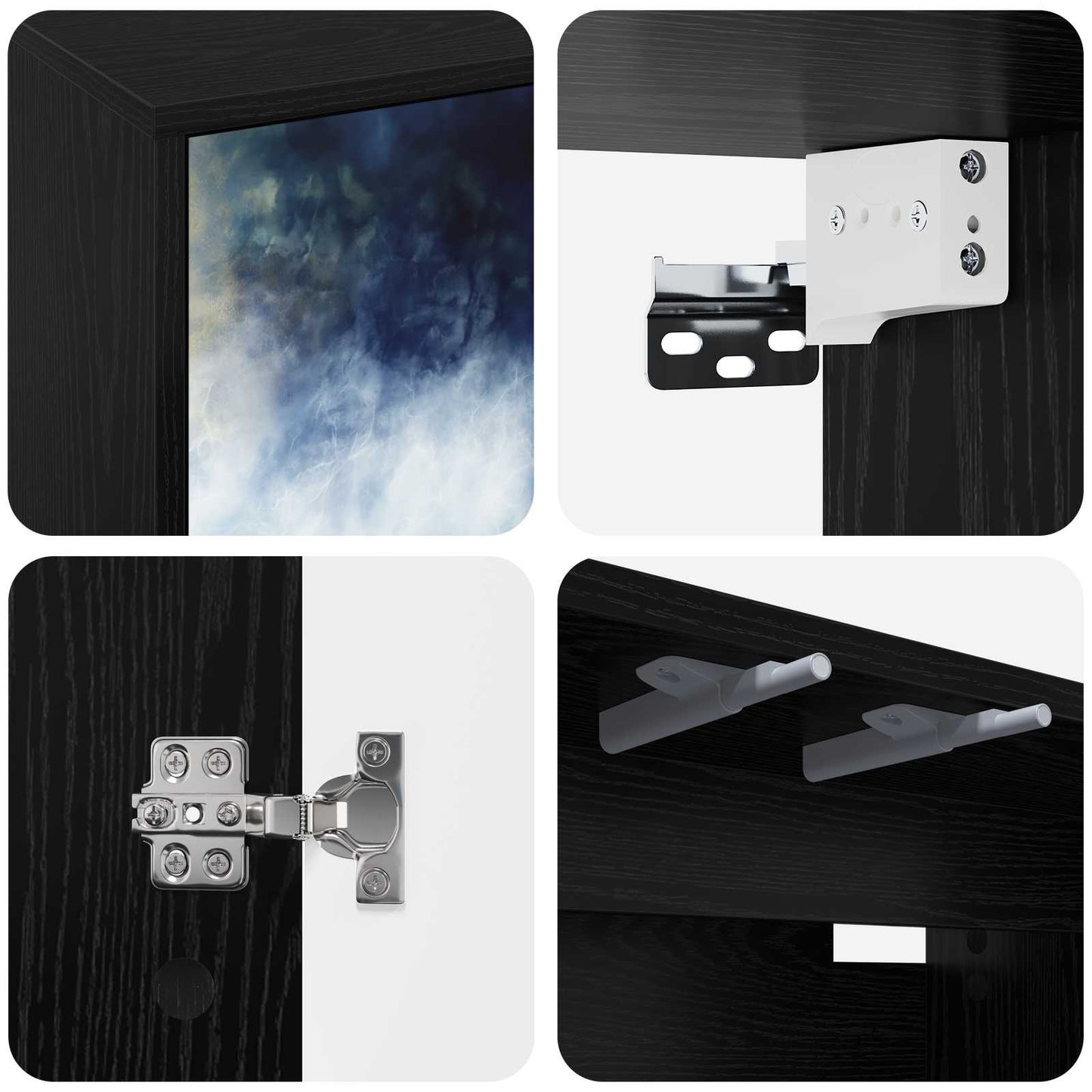 TV szekrény RAALTE 69 x 33 x 50,5 cm Fekete Tölgy Szerelt Fa