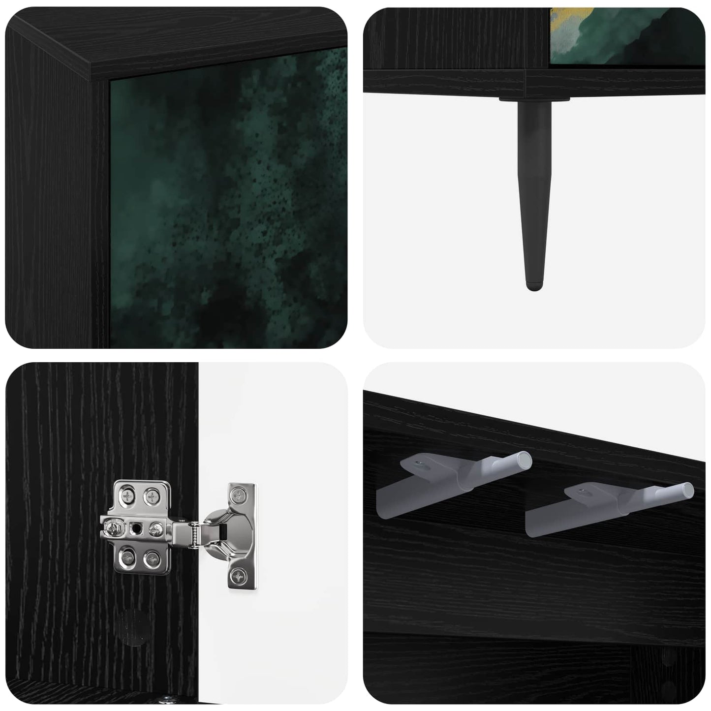 TV szekrény WIJHE 69 x 33 x 50,5 cm Fekete Tölgy Szerelt Fa