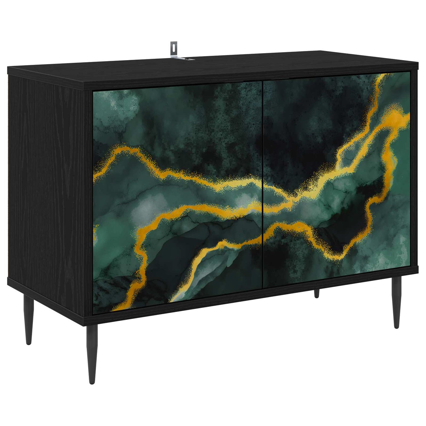 TV szekrény WIJHE 69 x 33 x 50,5 cm Fekete Tölgy Szerelt Fa