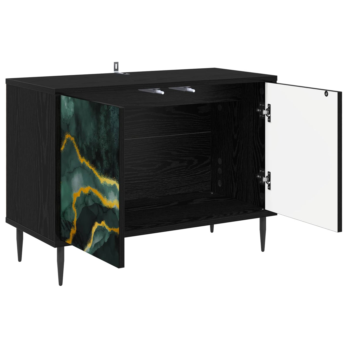 TV szekrény WIJHE 69 x 33 x 50,5 cm Fekete Tölgy Szerelt Fa
