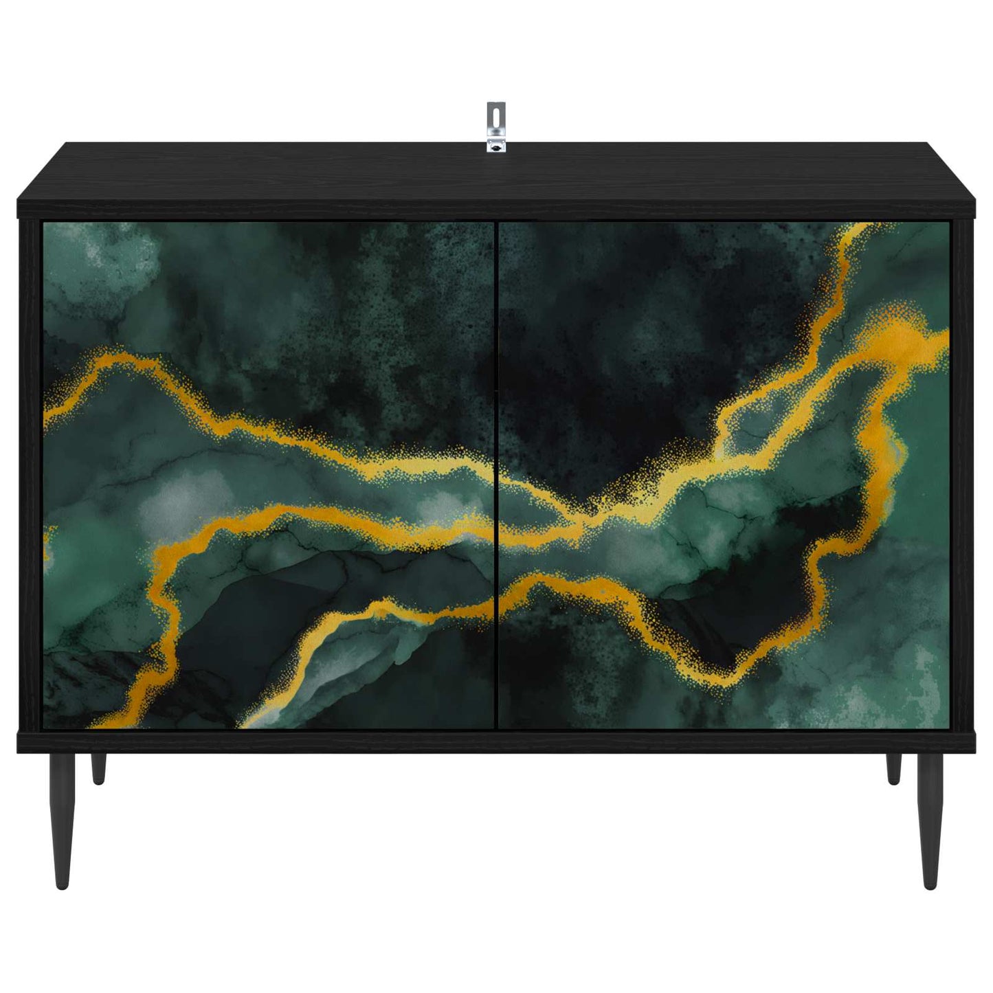 TV szekrény WIJHE 69 x 33 x 50,5 cm Fekete Tölgy Szerelt Fa