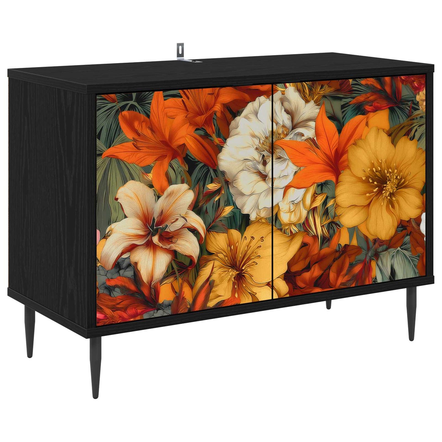 TV szekrény GENNEP 69 x 33 x 50,5 cm Fekete Tölgy Szerelt Fa