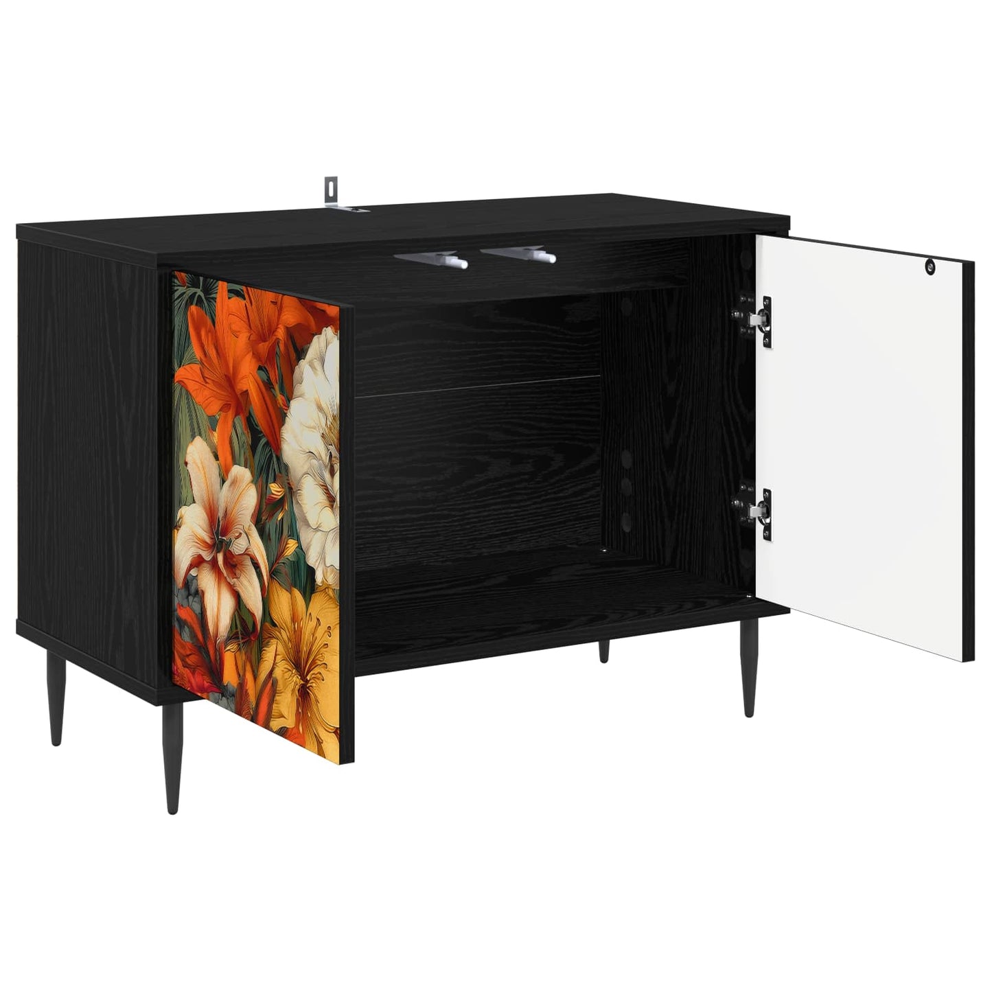 TV szekrény GENNEP 69 x 33 x 50,5 cm Fekete Tölgy Szerelt Fa