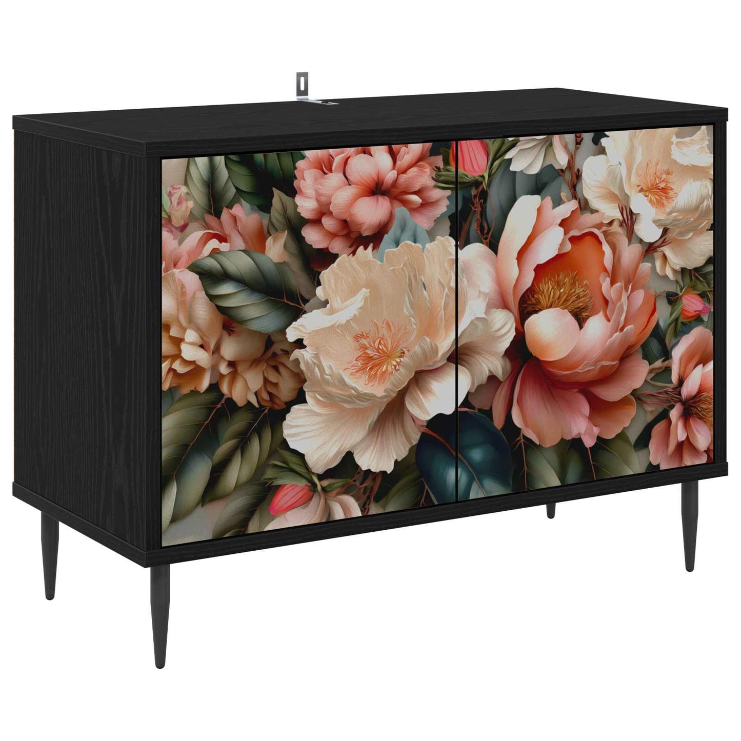 TV szekrény BORNE 69 x 33 x 50,5 cm Fekete Tölgy Szerelt Fa