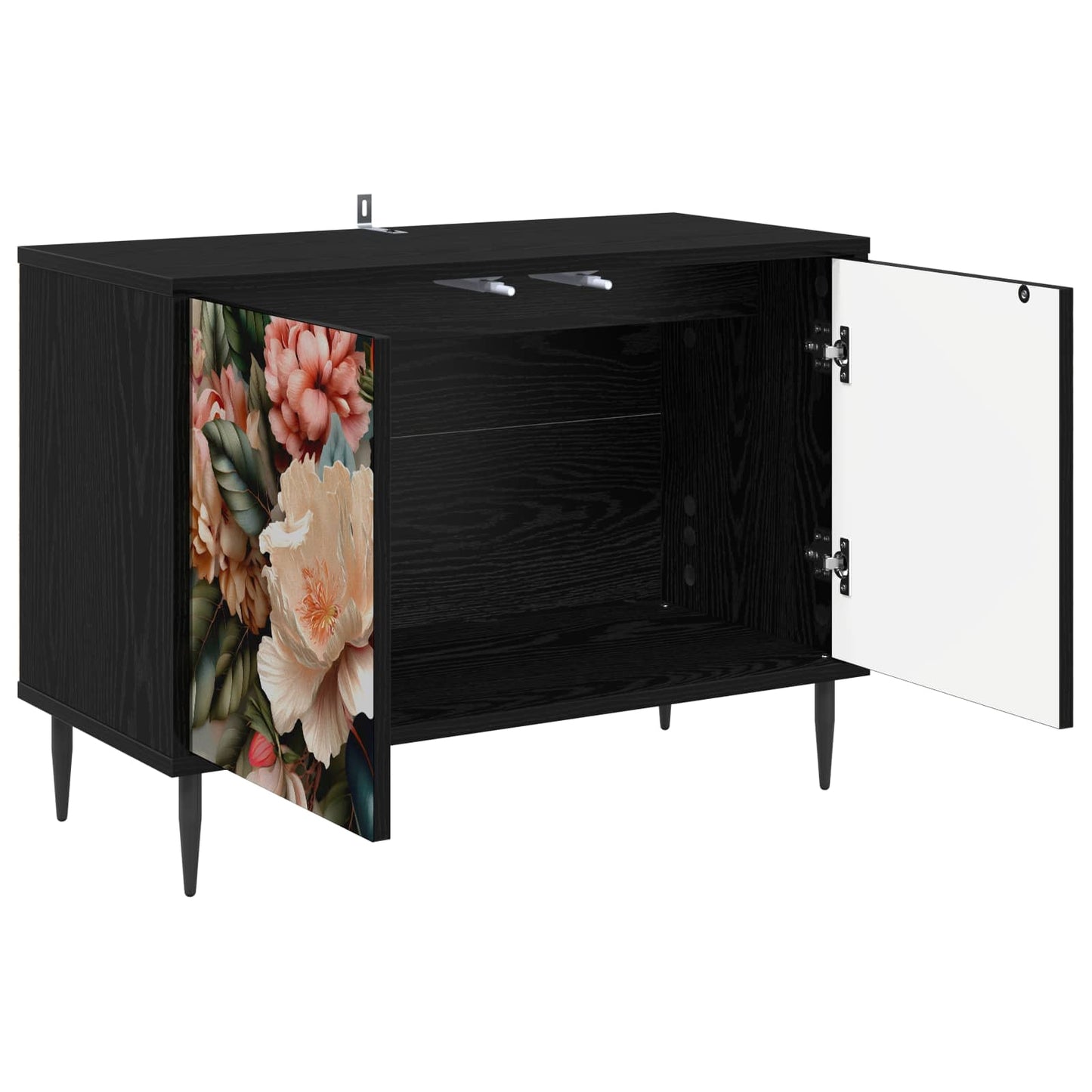 TV szekrény BORNE 69 x 33 x 50,5 cm Fekete Tölgy Szerelt Fa