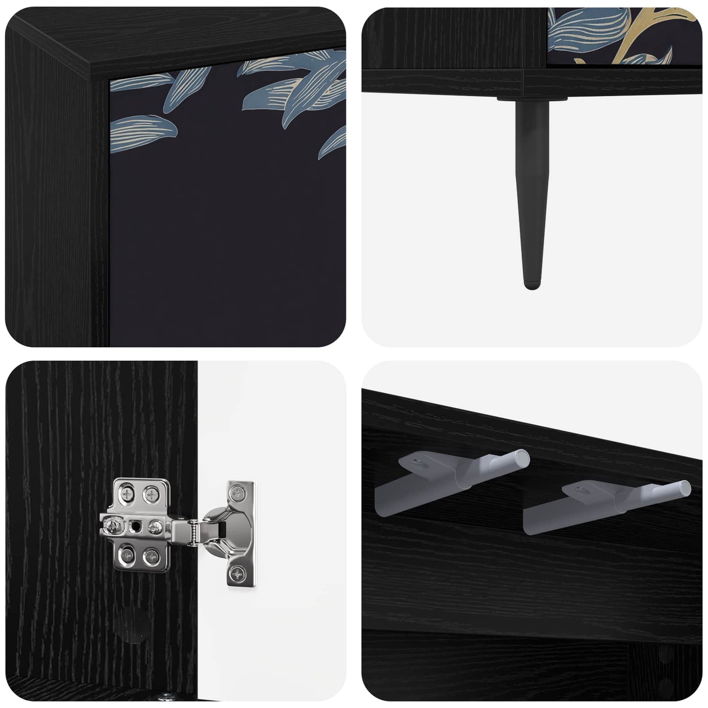 TV szekrény DOKKUM 69 x 33 x 50,5 cm Fekete Tölgy Szerelt Fa