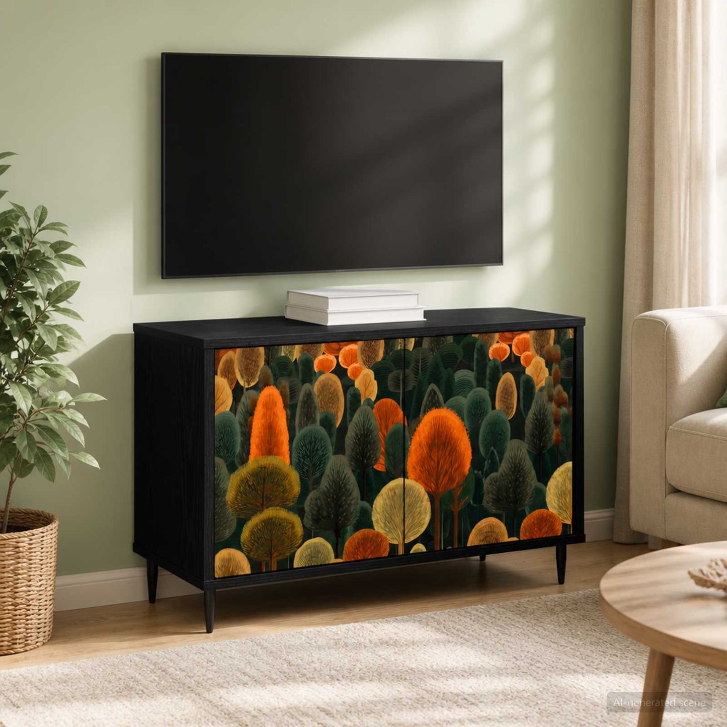 TV szekrény ZAANDAM 69 x 33 x 50,5 cm Fekete Tölgy Szerelt Fa