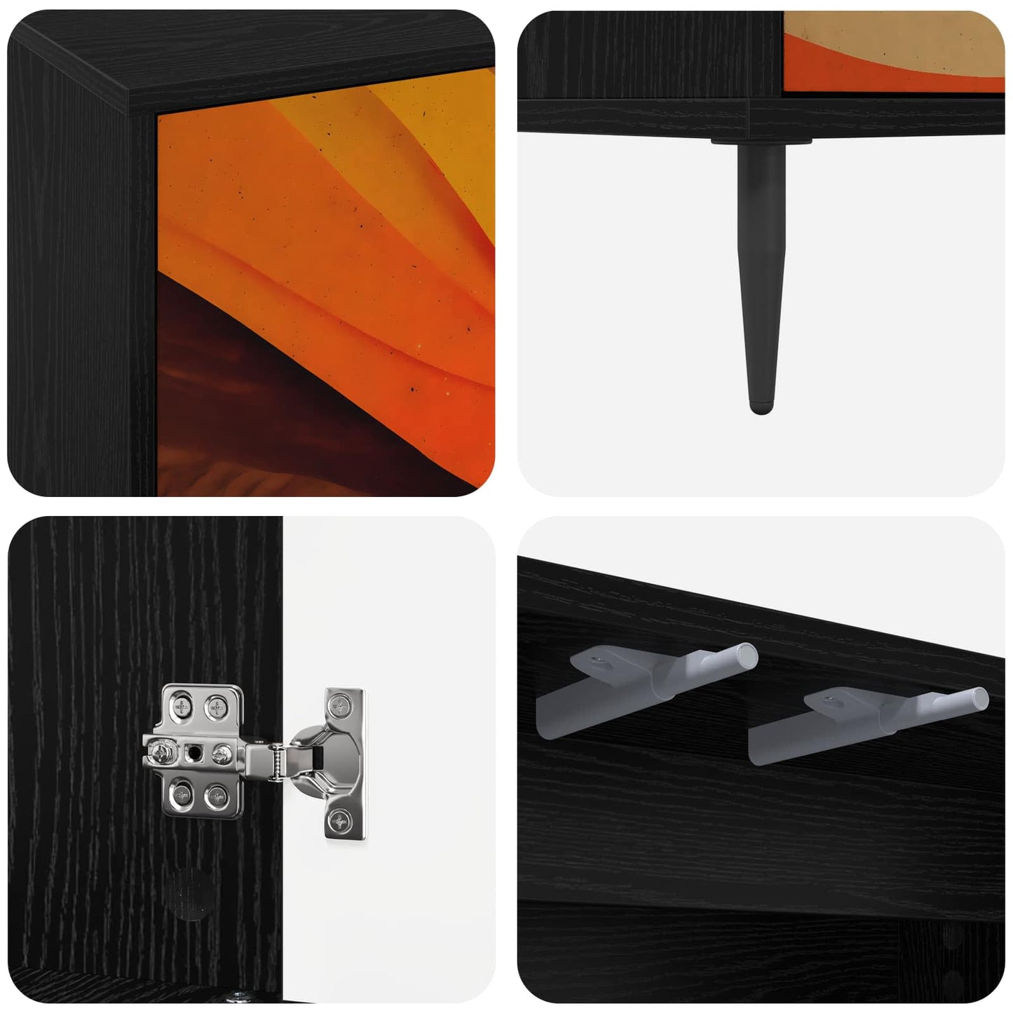 TV szekrény BONN 69 x 33 x 50,5 cm Fekete Tölgy Szerelt Fa