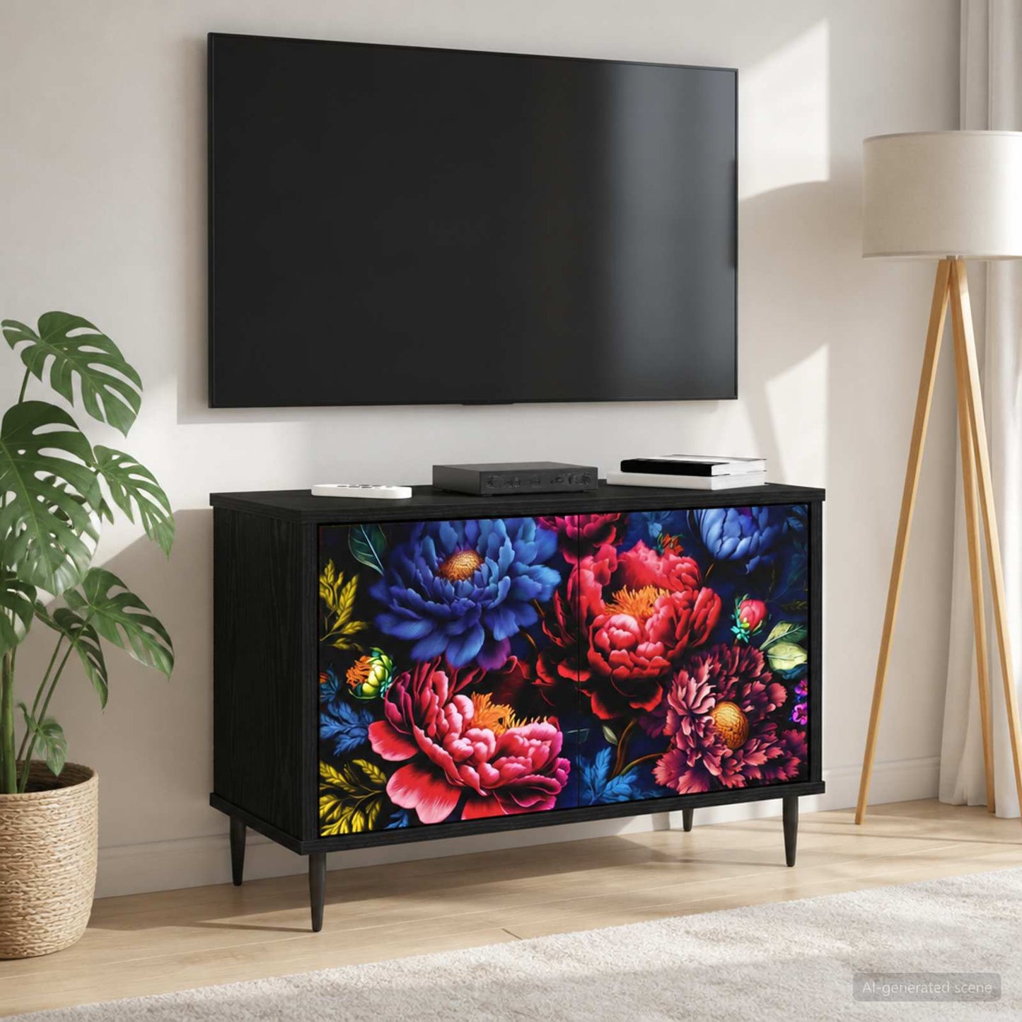 TV szekrény KIEL 69 x 33 x 50,5 cm Fekete Tölgy Szerelt Fa
