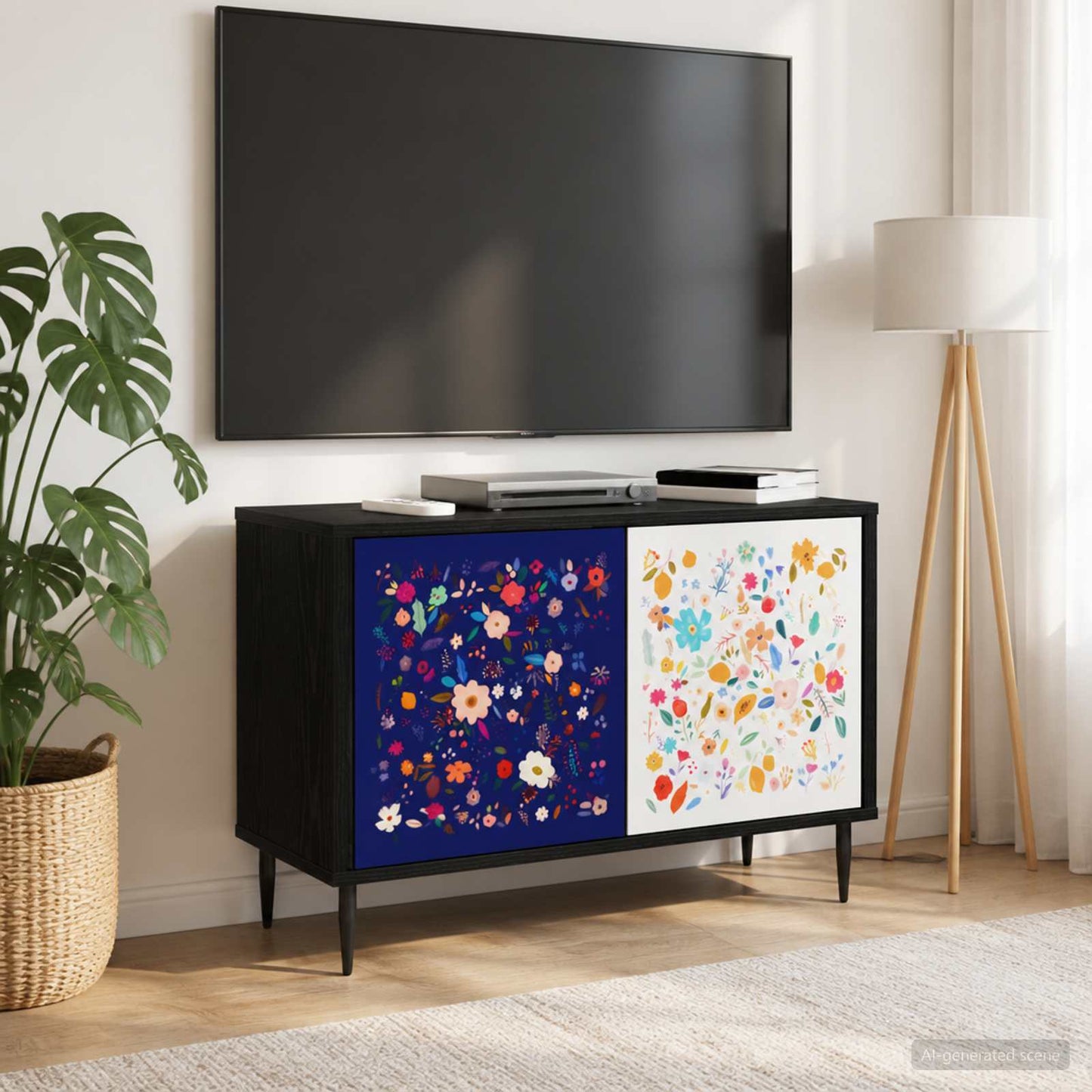 TV szekrény MAINZ 69 x 33 x 50,5 cm Fekete Tölgy Szerelt Fa