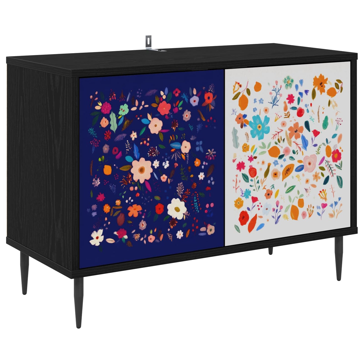 TV szekrény MAINZ 69 x 33 x 50,5 cm Fekete Tölgy Szerelt Fa