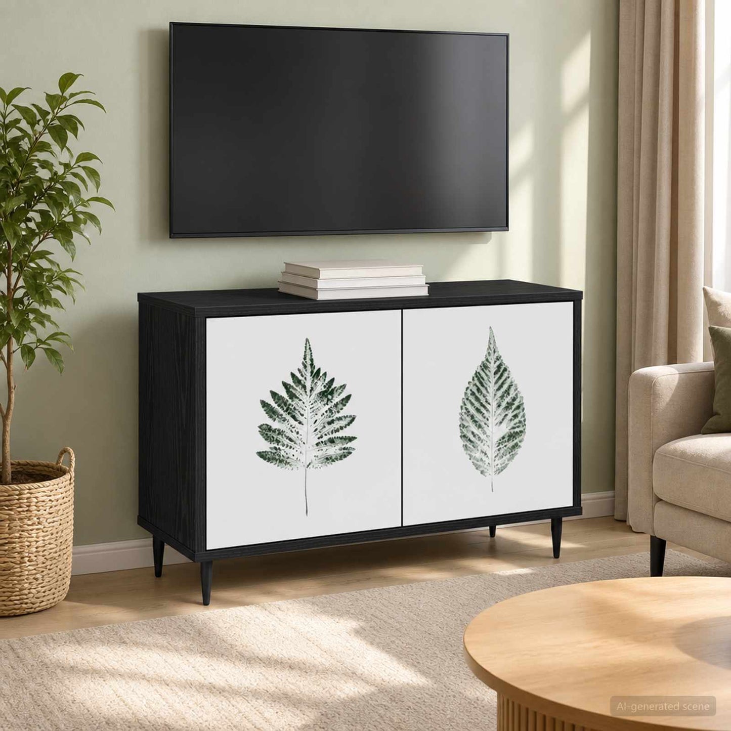 TV szekrény HANAU 69 x 33 x 50,5 cm Fekete Tölgy Szerelt Fa