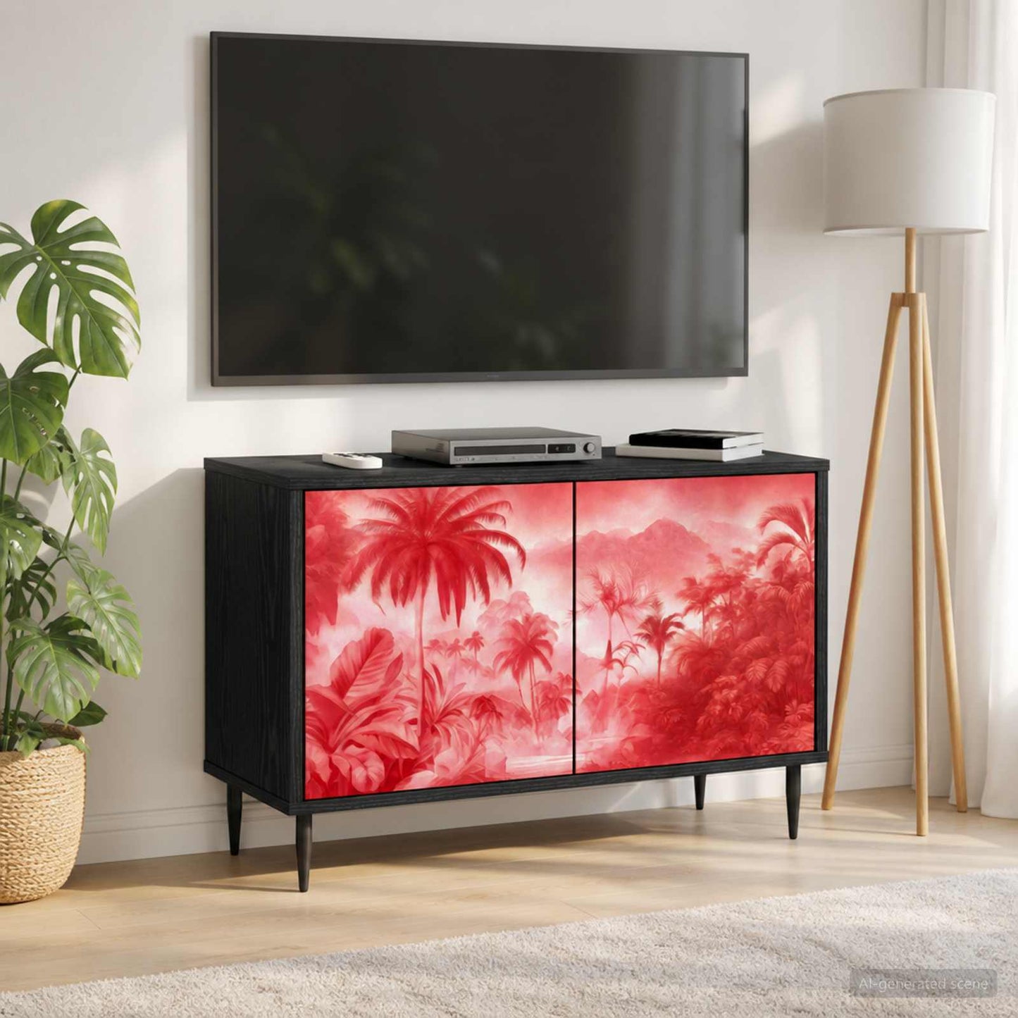 TV szekrény AACHEN 69 x 33 x 50,5 cm Fekete Tölgy Szerelt Fa