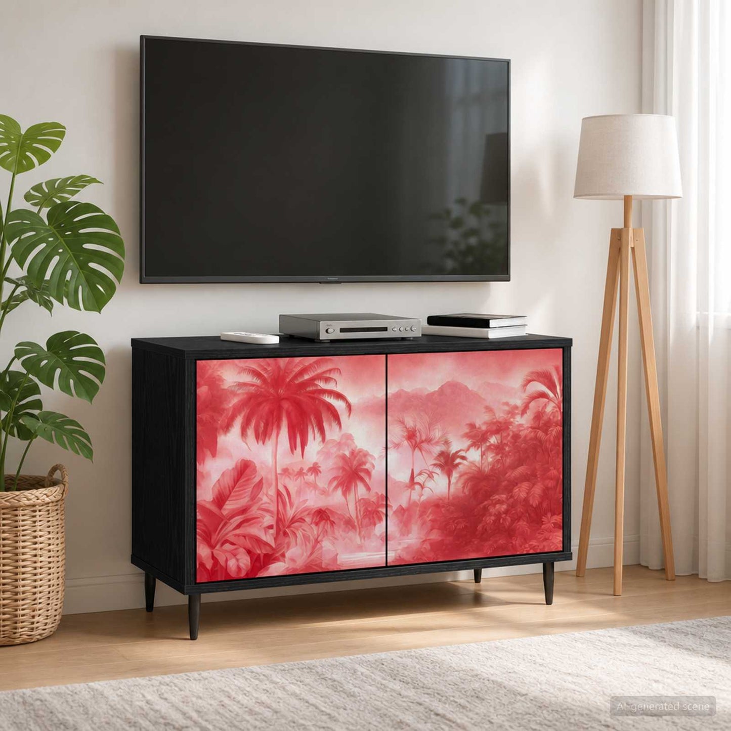 TV szekrény AACHEN 69 x 33 x 50,5 cm Fekete Tölgy Szerelt Fa