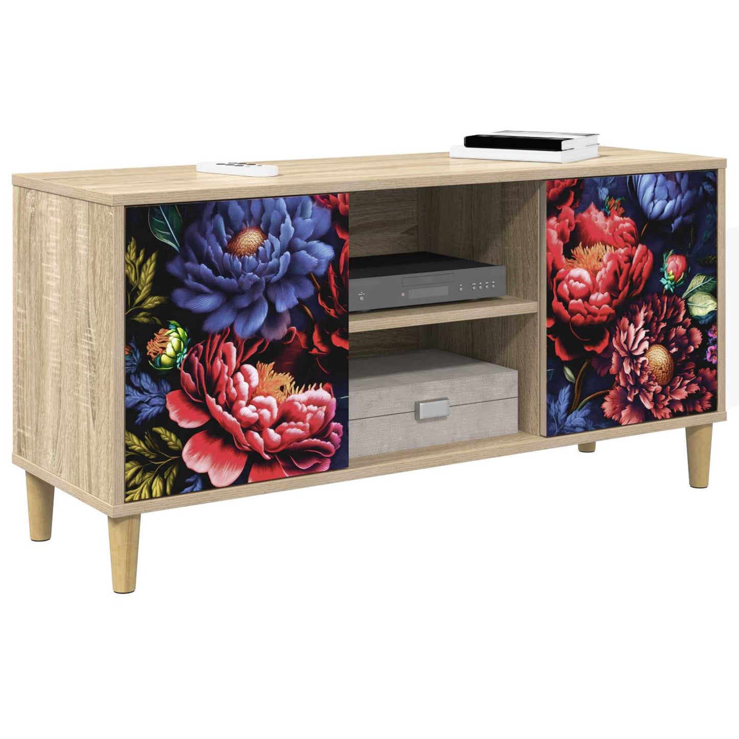 TV szekrény KIEL 102 x 33 x 50 cm Sonoma Szerelt Fa