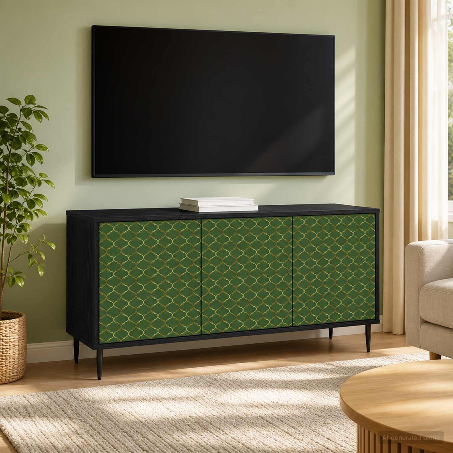 TV szekrény GELEEN 102 x 33 x 51 cm Fekete Tölgy Szerelt Fa