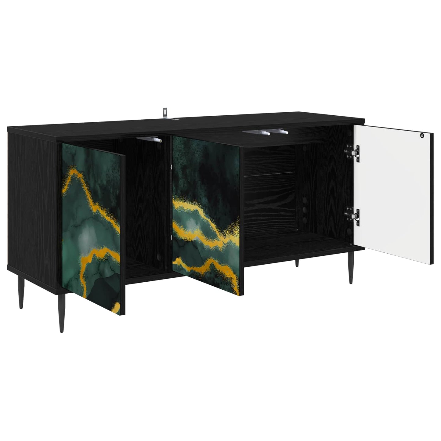 TV szekrény WIJHE 102 x 33 x 51 cm Fekete Tölgy Szerelt Fa