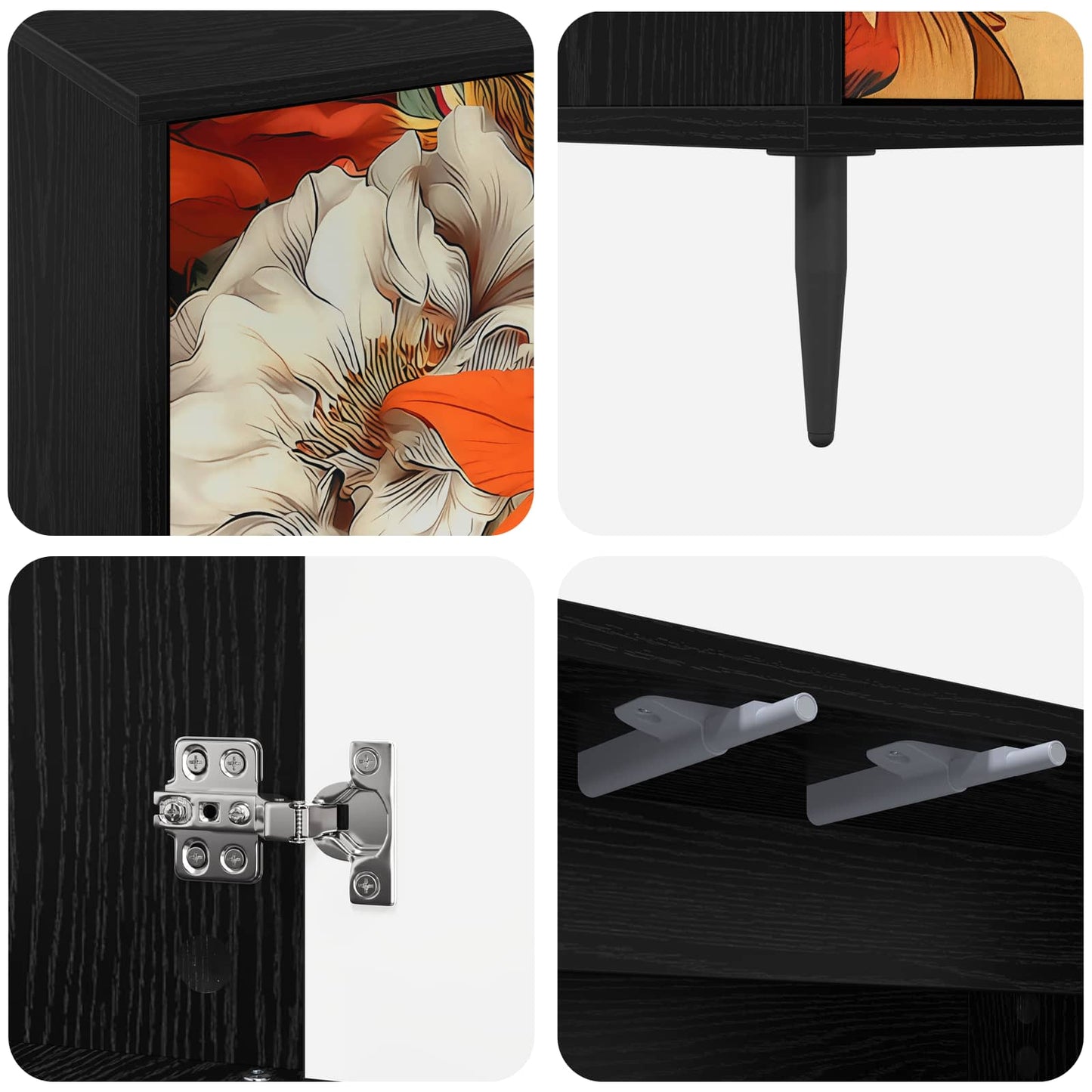 TV szekrény GENNEP 102 x 33 x 51 cm Fekete Tölgy Szerelt Fa