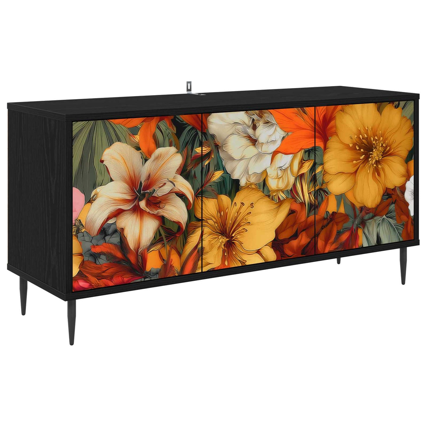 TV szekrény GENNEP 102 x 33 x 51 cm Fekete Tölgy Szerelt Fa