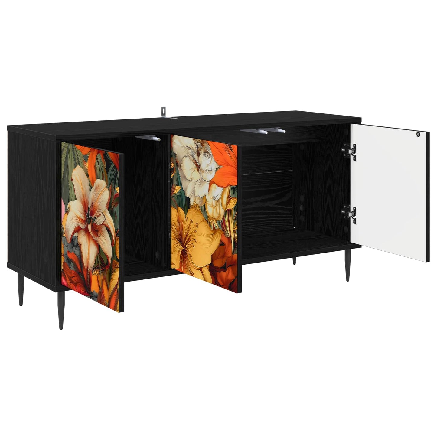TV szekrény GENNEP 102 x 33 x 51 cm Fekete Tölgy Szerelt Fa