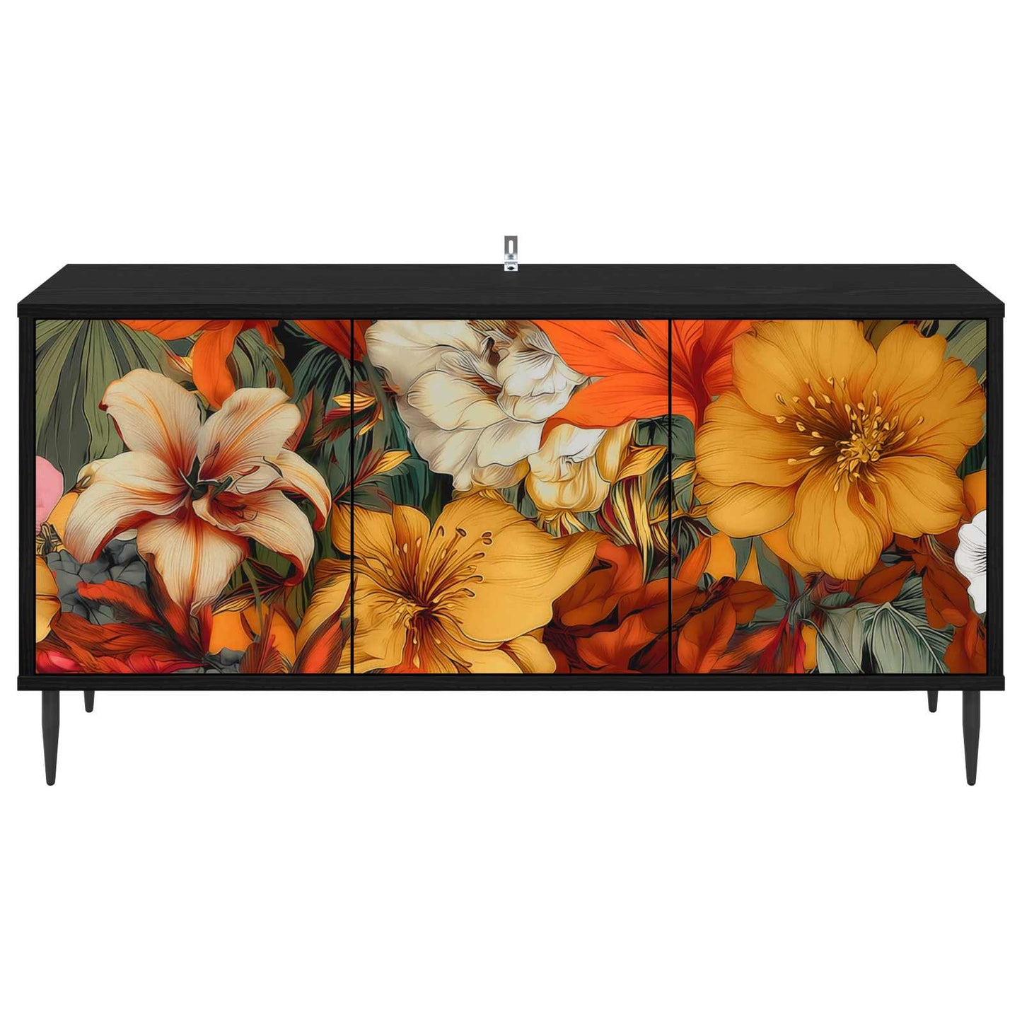 TV szekrény GENNEP 102 x 33 x 51 cm Fekete Tölgy Szerelt Fa
