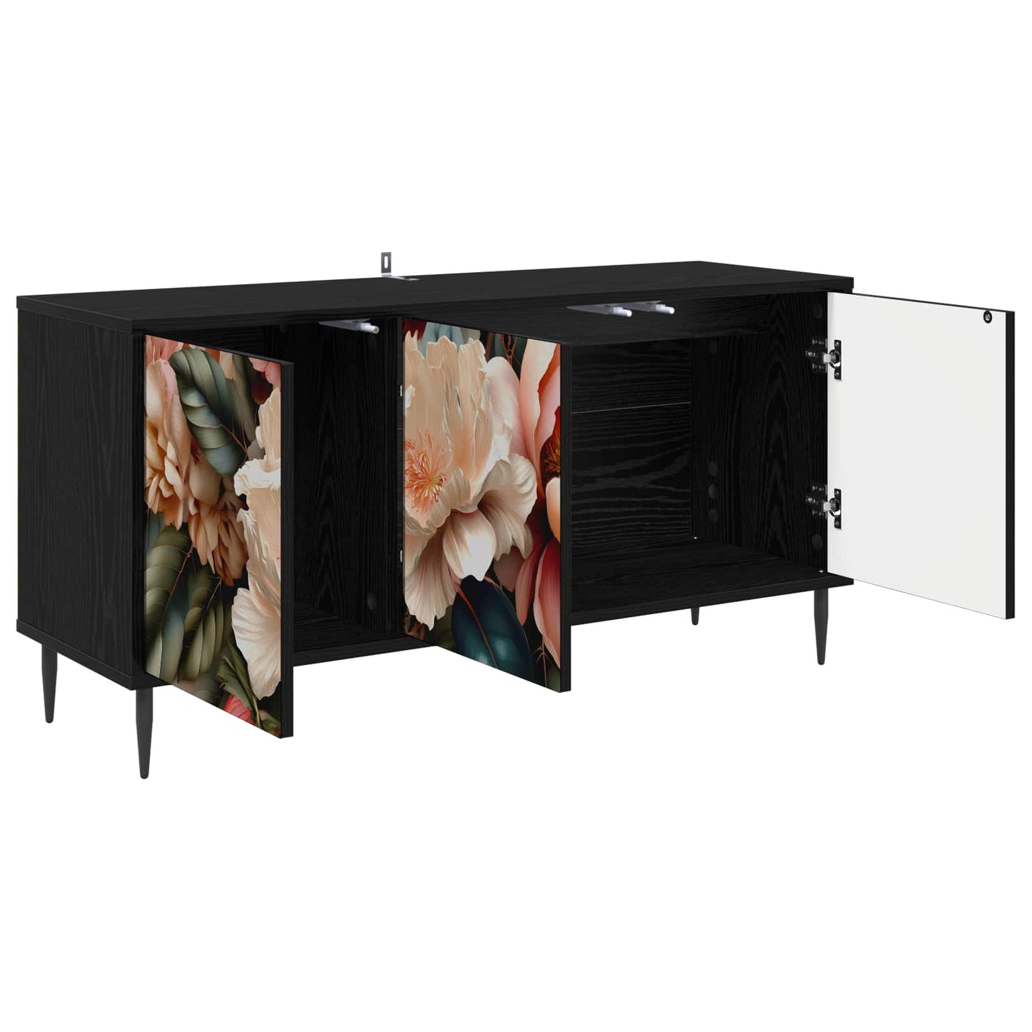 TV szekrény BORNE 102 x 33 x 51 cm Fekete Tölgy Szerelt Fa