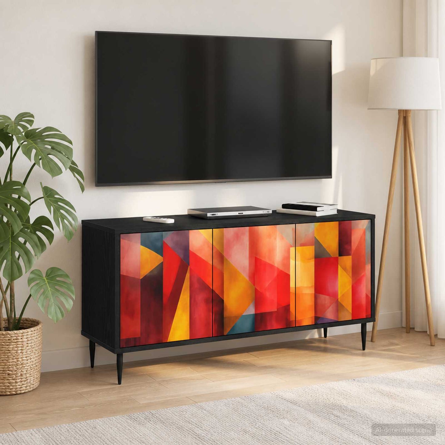 TV szekrény HEESCH 102 x 33 x 51 cm Fekete Tölgy Szerelt Fa