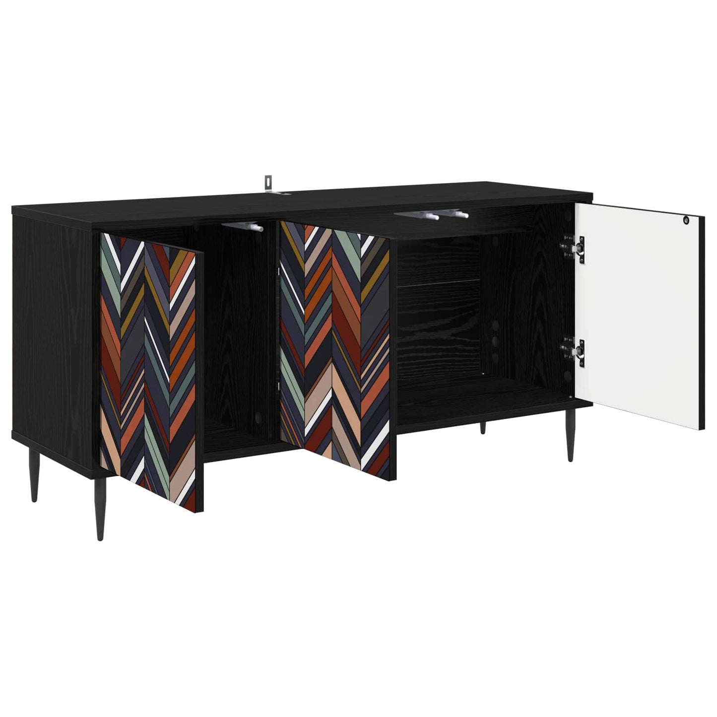 TV szekrény OMMEN 102 x 33 x 51 cm Fekete Tölgy Szerelt Fa
