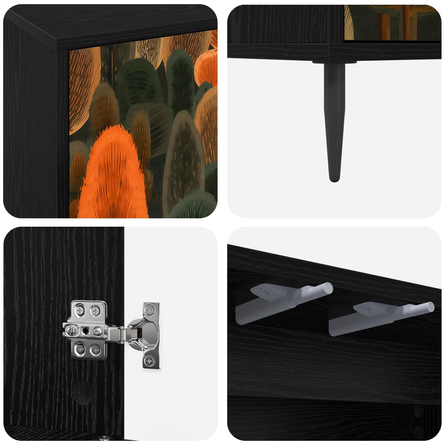 TV szekrény ZAANDAM 102 x 33 x 51 cm Fekete Tölgy Szerelt Fa