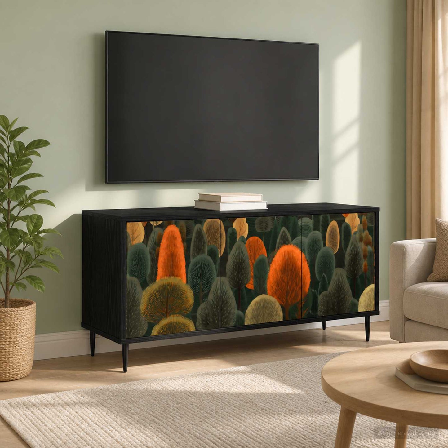 TV szekrény ZAANDAM 102 x 33 x 51 cm Fekete Tölgy Szerelt Fa