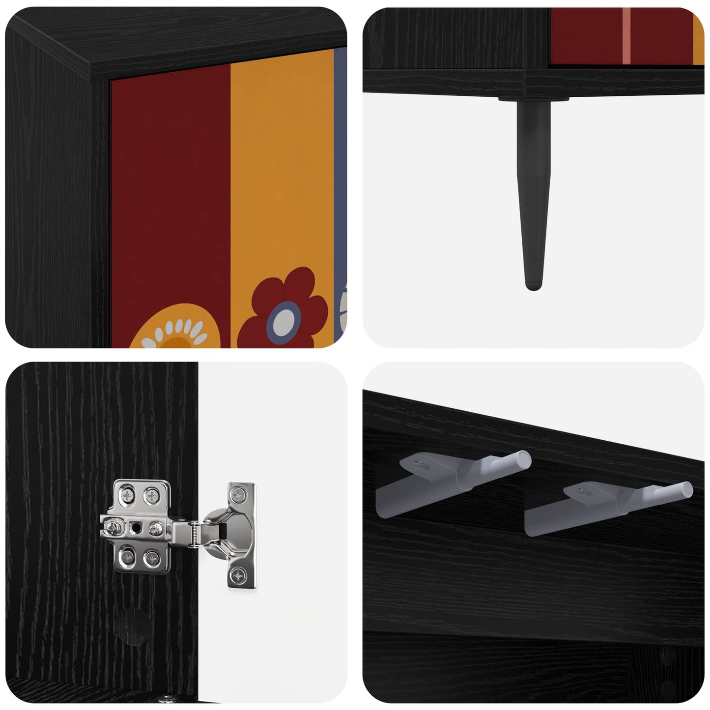 TV szekrény ESSEN 102 x 33 x 51 cm Fekete Tölgy Szerelt Fa