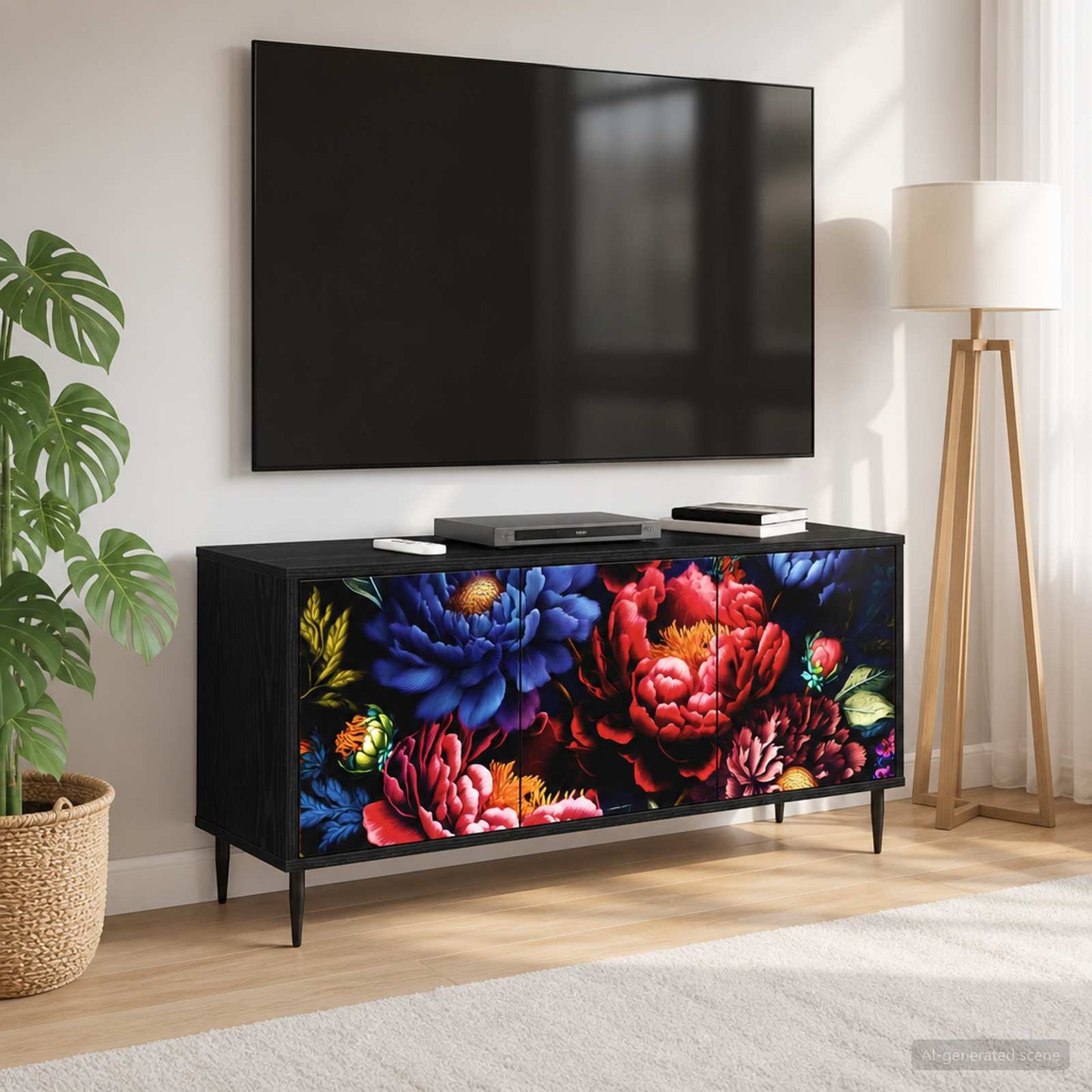 TV szekrény KIEL 102 x 33 x 51 cm Fekete Tölgy Szerelt Fa