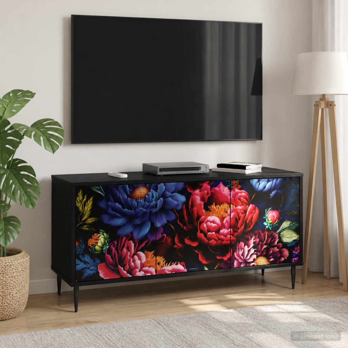 TV szekrény KIEL 102 x 33 x 51 cm Fekete Tölgy Szerelt Fa