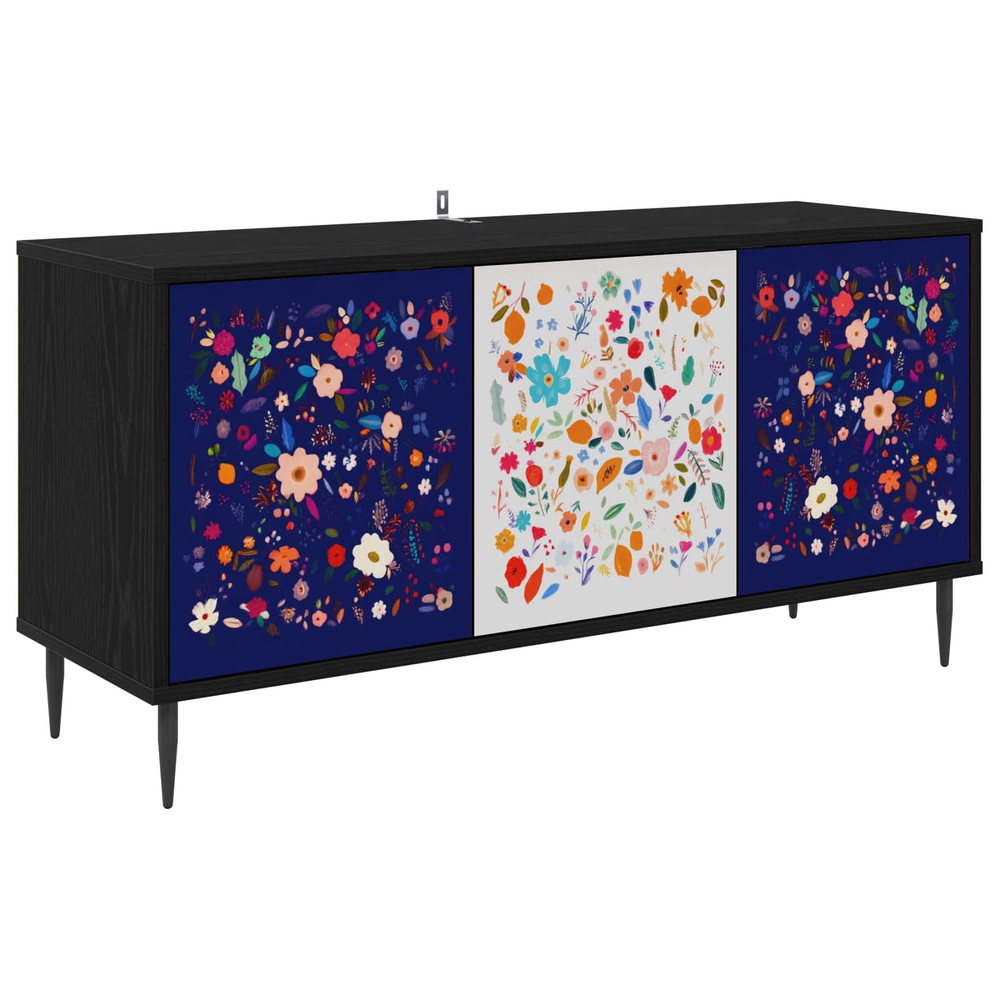 TV szekrény MAINZ 102 x 33 x 51 cm Fekete Tölgy Szerelt Fa