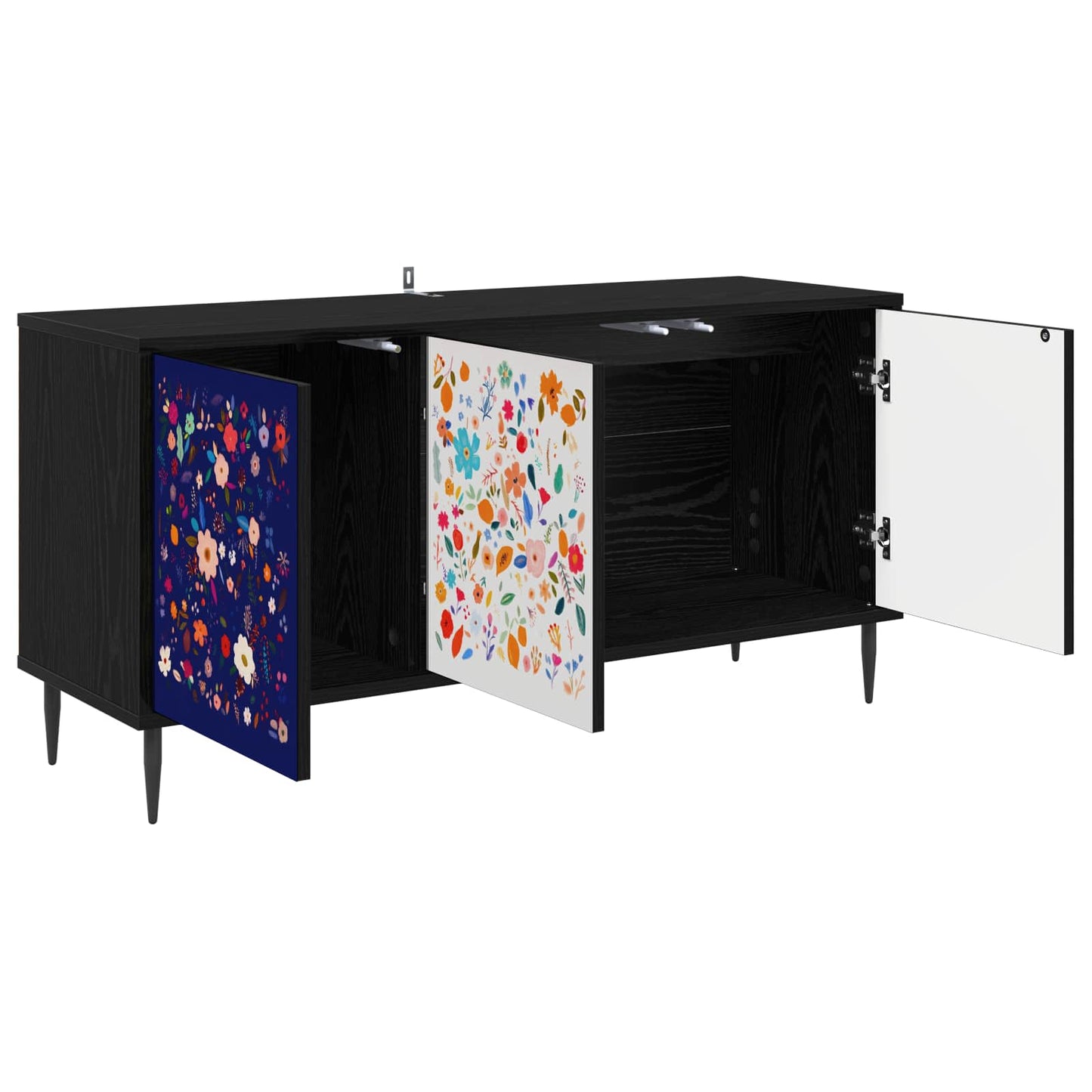 TV szekrény MAINZ 102 x 33 x 51 cm Fekete Tölgy Szerelt Fa