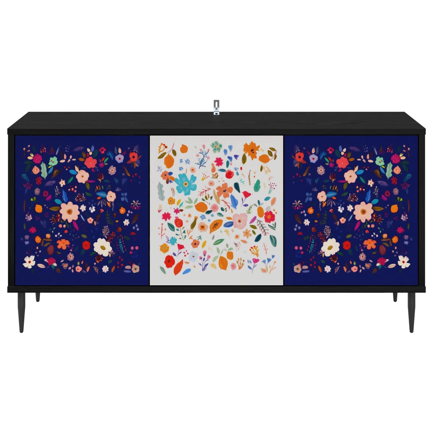 TV szekrény MAINZ 102 x 33 x 51 cm Fekete Tölgy Szerelt Fa