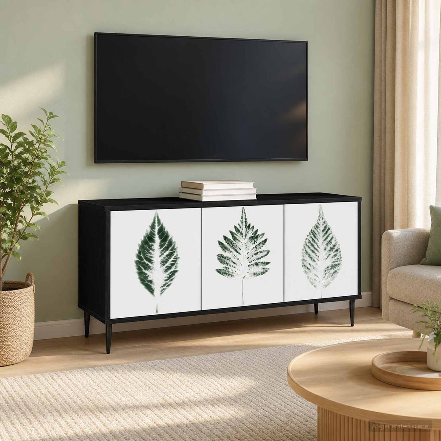 TV szekrény HANAU 102 x 33 x 51 cm Fekete Tölgy Szerelt Fa