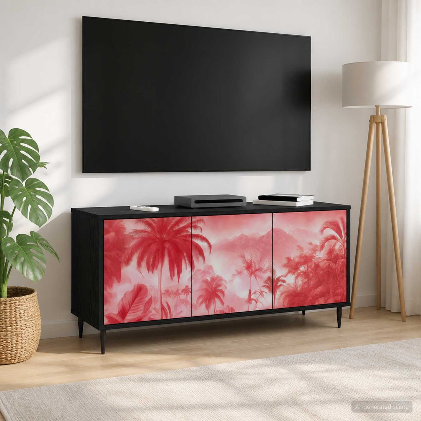 TV szekrény AACHEN 102 x 33 x 51 cm Fekete Tölgy Szerelt Fa