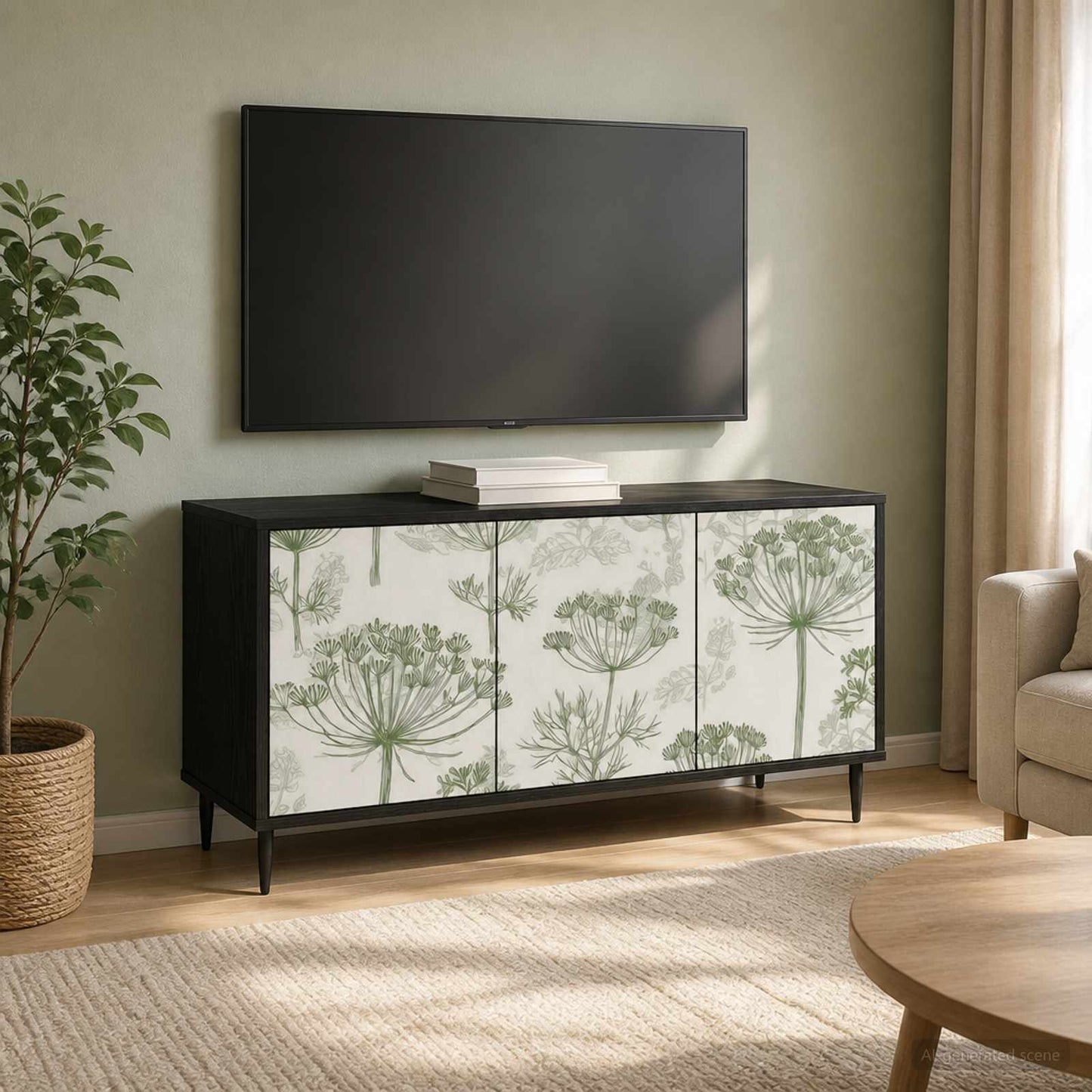 TV szekrény GOTHA 102 x 33 x 51 cm Fekete Tölgy Szerelt Fa