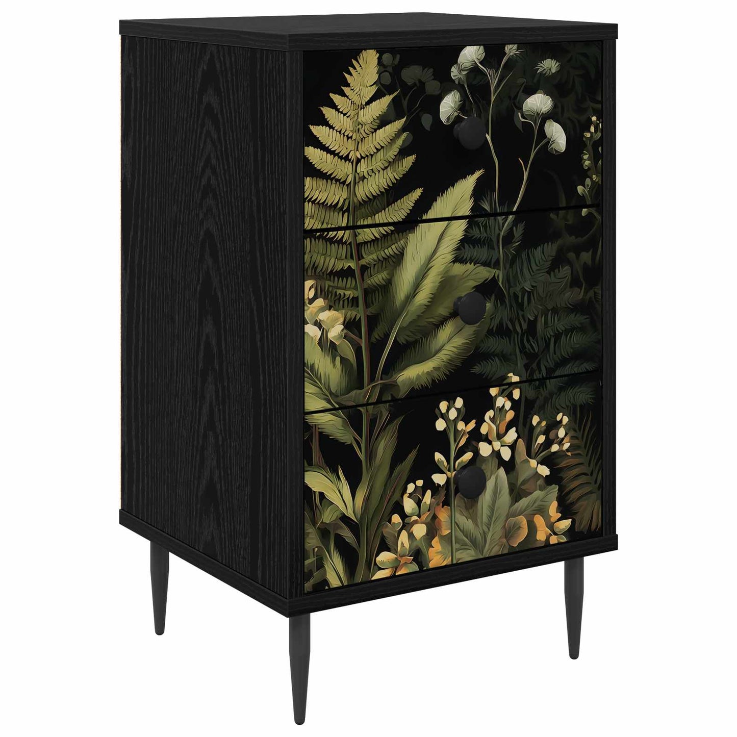 Éjjeliszekrény RHENEN Fekete Tölgy 36 x 33 x 61 cm Szerelt Fa