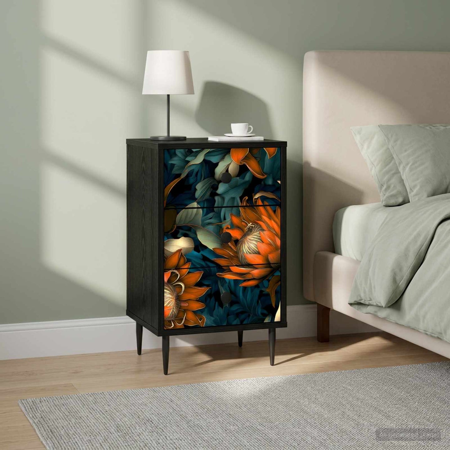 Éjjeliszekrény LOCHEM 2 db Fekete Tölgy 36 x 33 x 61 cm