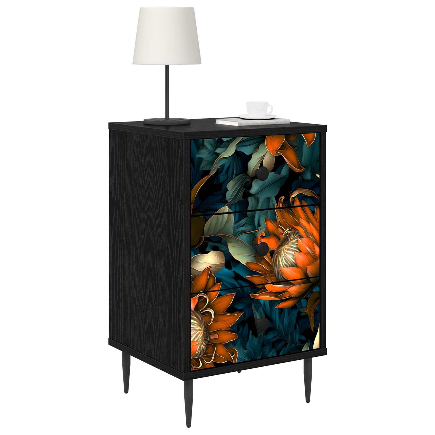 Éjjeliszekrény LOCHEM 2 db Fekete Tölgy 36 x 33 x 61 cm