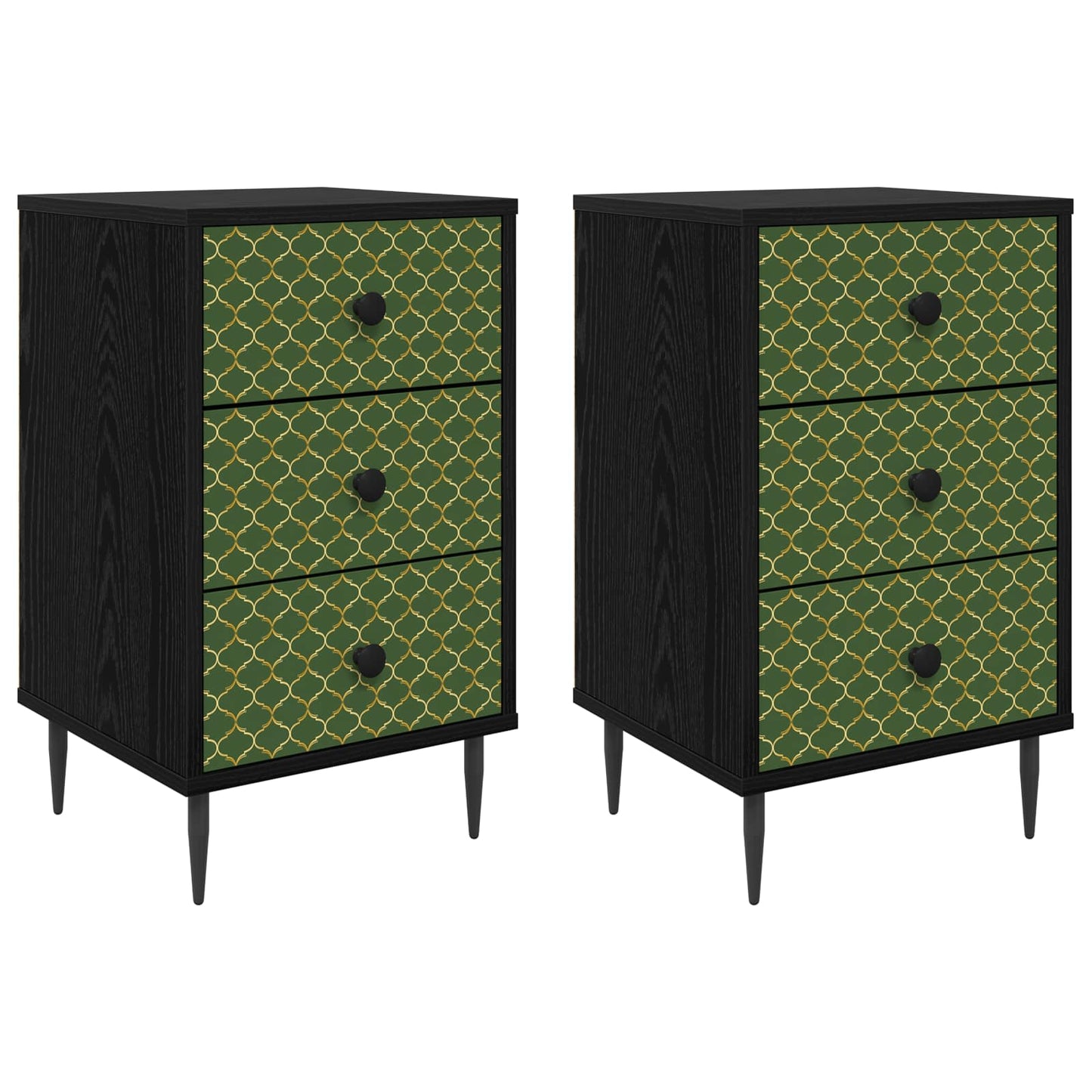 Éjjeliszekrény GELEEN 2 db Fekete Tölgy 36 x 33 x 61 cm