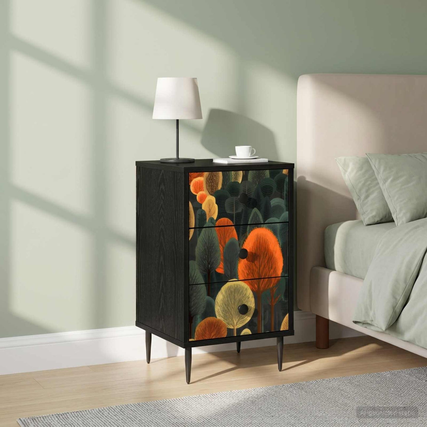 Éjjeliszekrény ZAANDAM 2 db Fekete Tölgy 36 x 33 x 61 cm
